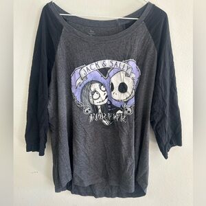 Disney Jack & Sally Kids Long Sleeve Tee - Black and Gray